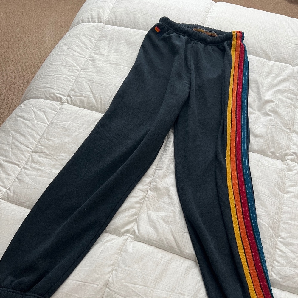 EUC Aviator Nation 5 Stripe Sweatpants. Size Medium. Charcoal